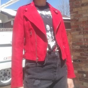 Faux leather moto jacket